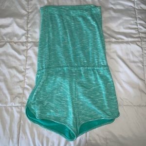 Strapless, sea foam green romper